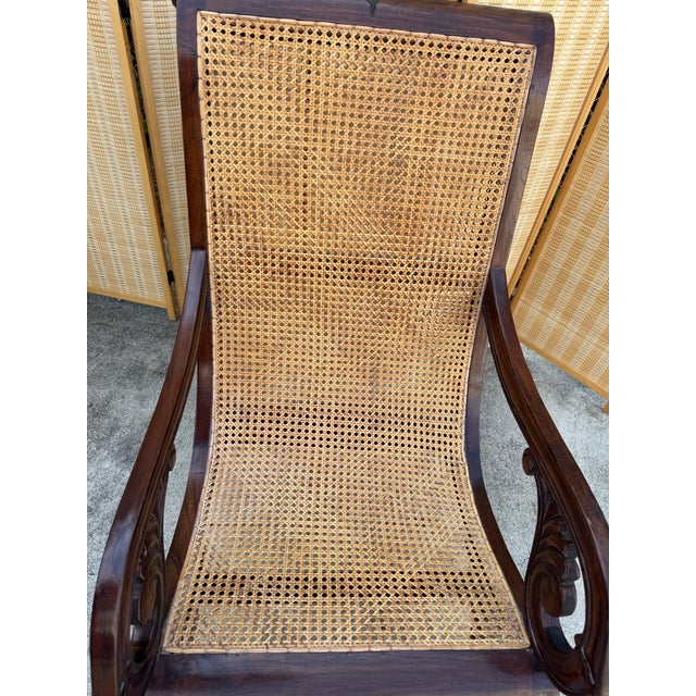 Vintage British Colonial Caned Plantation Chair For Sale - Image 9 of 11