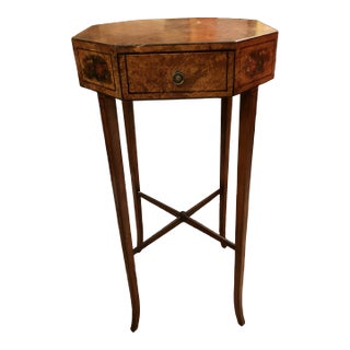 Octagonal Paint Decorated End Table For Sale