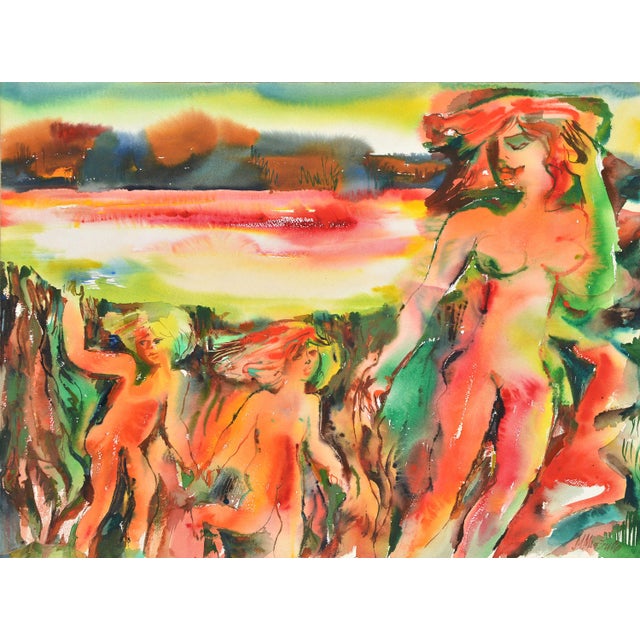 Paper Malda Muizule, Nude Summer, 1971, Watercolor For Sale - Image 7 of 7