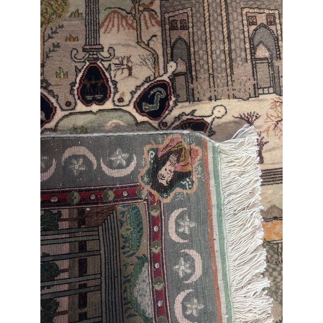 Tabriz motif rug, very finely knotted, unusual motif, handmade.