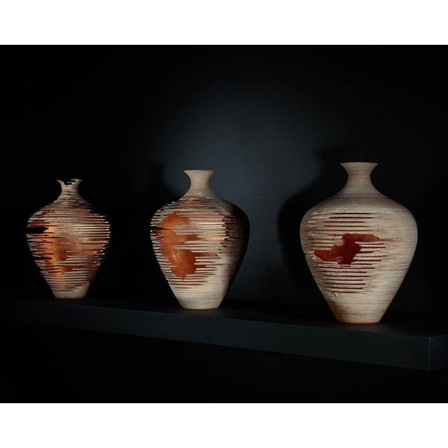 Marc Fish, Contemporary, Ash, Gold Leaf, Set of Three 'Triptych' Vessels, UK, 21st C. Marc Fish's relics series is a...