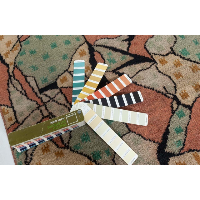 Art Deco Doris Leslie Blau Vintage French Art Deco Abstract Cream Beige Hand-Knotted Rug For Sale - Image 3 of 10