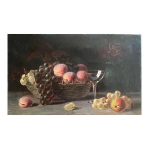 Early 20th Century European Fruit Still Life Oil Painting on Canvas
