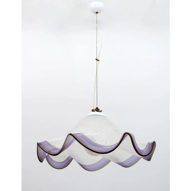 Mid-Century Italian Modern Murano Silver Leaf Glass Pendant Lamp, 1970s For Sale - Image 11 of 11