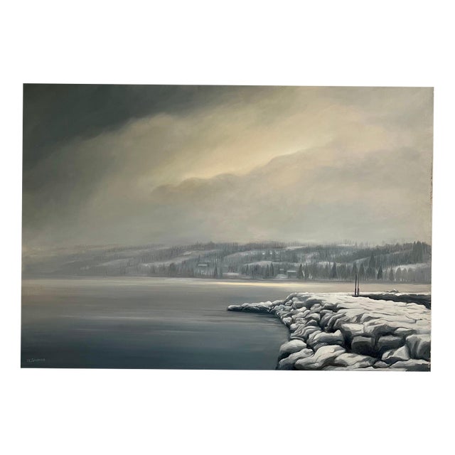 Claude Sauthier, Hillside of Cologny in the Fog, Oil on Wood, 1970s For Sale