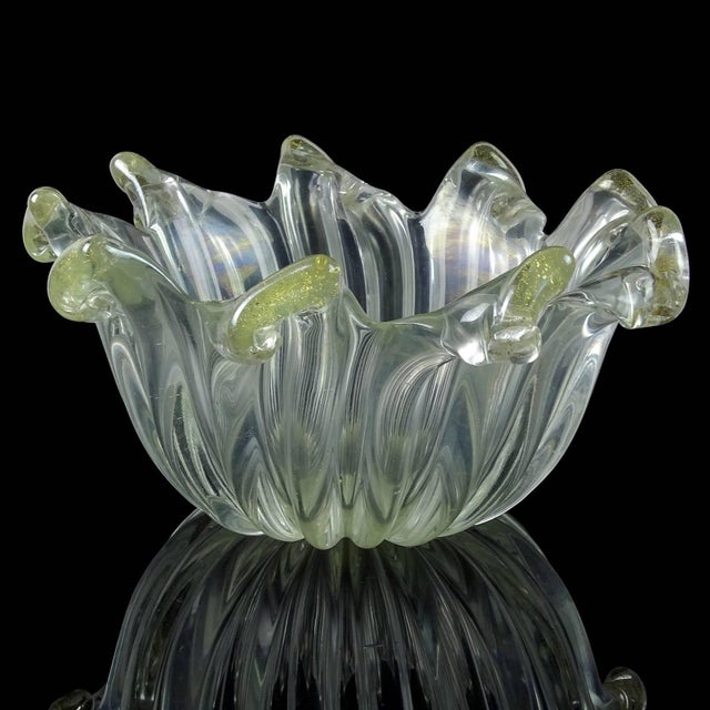 Beautiful and unusual, vintage Murano hand blown slight iridescent surface with gold flecks accents Italian art glass...