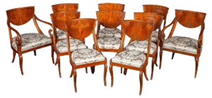 Italian Dining Chairs with Armchairs, 1790s, Set of 10