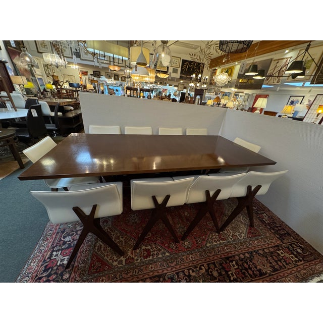 Contemporary Joseph Jeup Sculpted Trestle Dining Table + X Back Dining Side Chairs, Set For Sale - Image 3 of 11