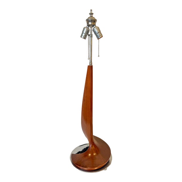 Mid-Century Wood and Metal Table Lamp For Sale
