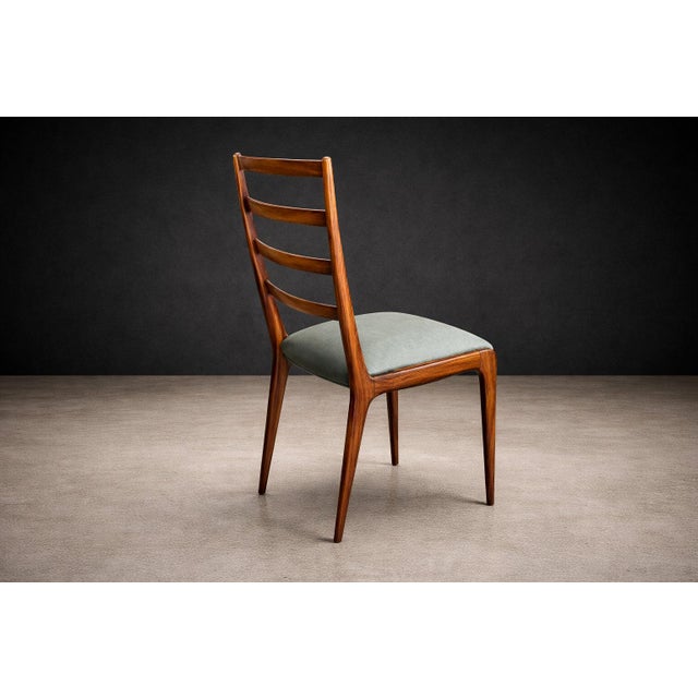 Set of Six Dining Chairs in Caviuna Hardwood and Suede by Angelini, Brazil, 1950s For Sale In New York - Image 6 of 15