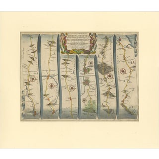 Antique Map of the Road from Marlborough to Huntspil For Sale