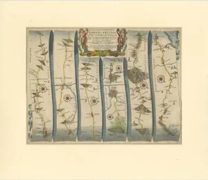 Antique Map of the Road from Marlborough to Huntspil
