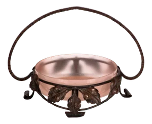 French Art Deco Glass & Wrought Iron Centerpiece Bowl