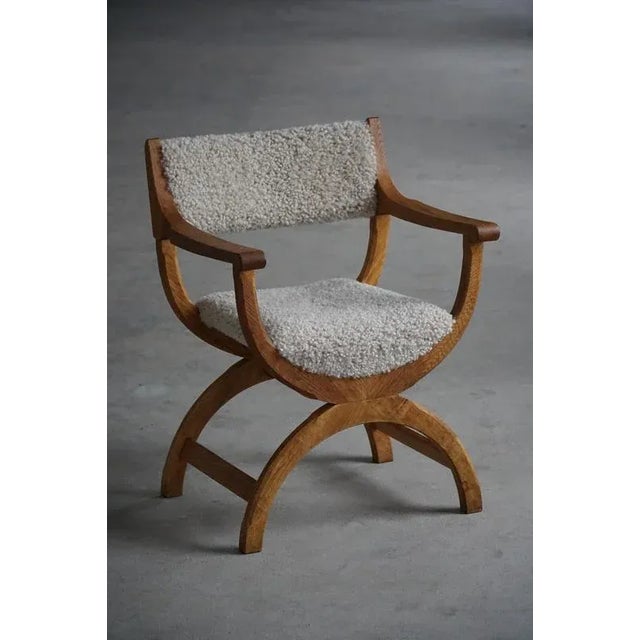 1960s Vintage Kurul Armchair in Oak and Lambswool by Henning Kjærnulf, 1960s For Sale - Image 5 of 18