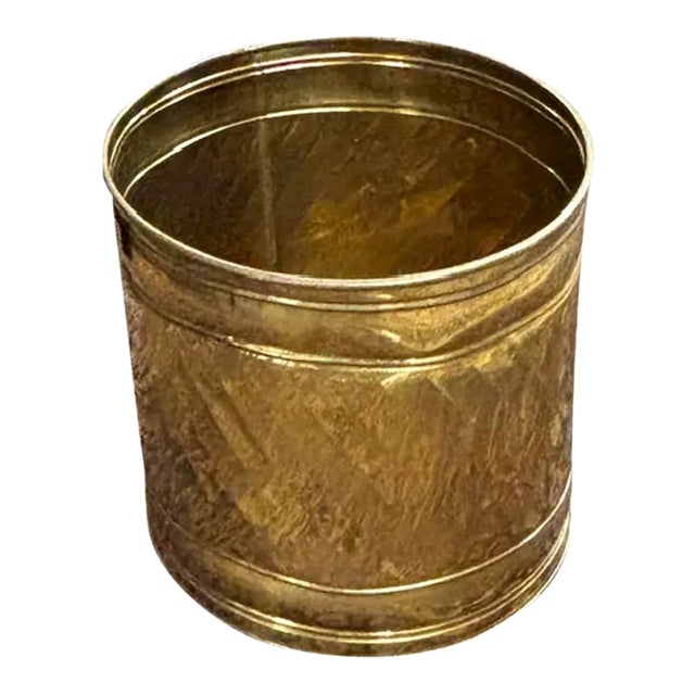 Mid Century Brass Planter, Decor, Signed For Sale
