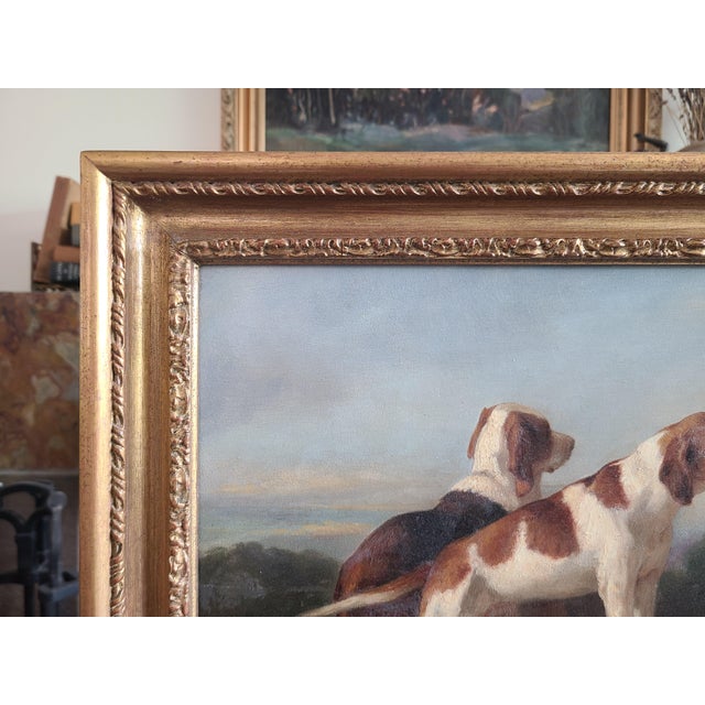 Antique 19th Century Oil Painting Portrait of Two English Pointer Dogs For Sale - Image 10 of 17
