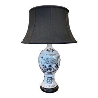 1840's C Levering Importer Hand-Painted Baltimore Advertising Lamp For Sale