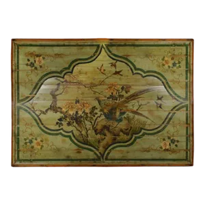 Mid 19th Century Painted Bed Canopy With Birds and Tree Peonies