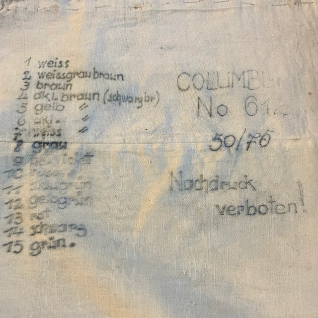 1930’s Vintage Folk Art German Punch Needlework Stag /Deer Picture on Black Velvet For Sale In Philadelphia - Image 6 of 10