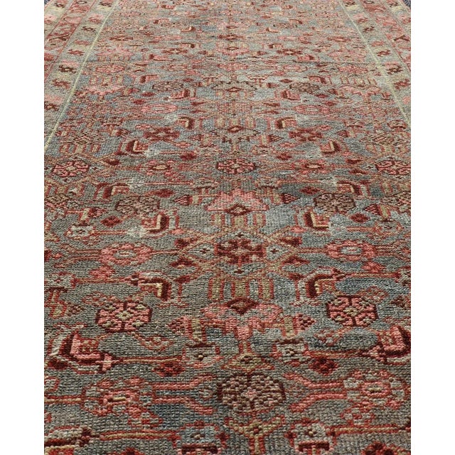 Antique Persian Kurdish Rug in Blue, Green, Brown, and Soft Red Measures 3'2"x6'3" For Sale In Atlanta - Image 6 of 10