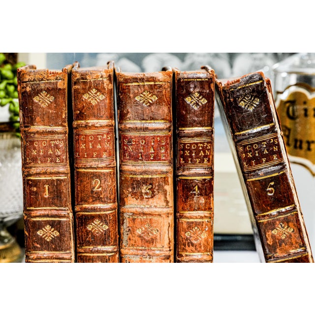English Rare 1739 the Christian Life John Scott Complete Set Antique Leather Books For Sale - Image 3 of 13
