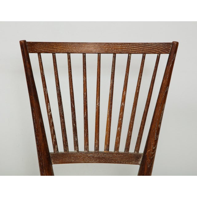Wood Set of 4 Italian Cerused Oak Chairs With Rushed Seats For Sale - Image 7 of 12