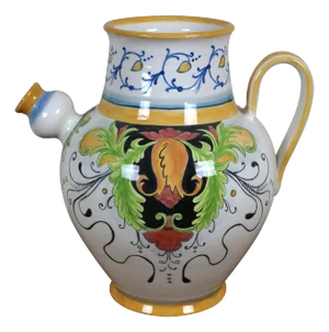 Late 20th Century Gatoukhova Italian Porcelain Majolica Pottery Water Wine Jug