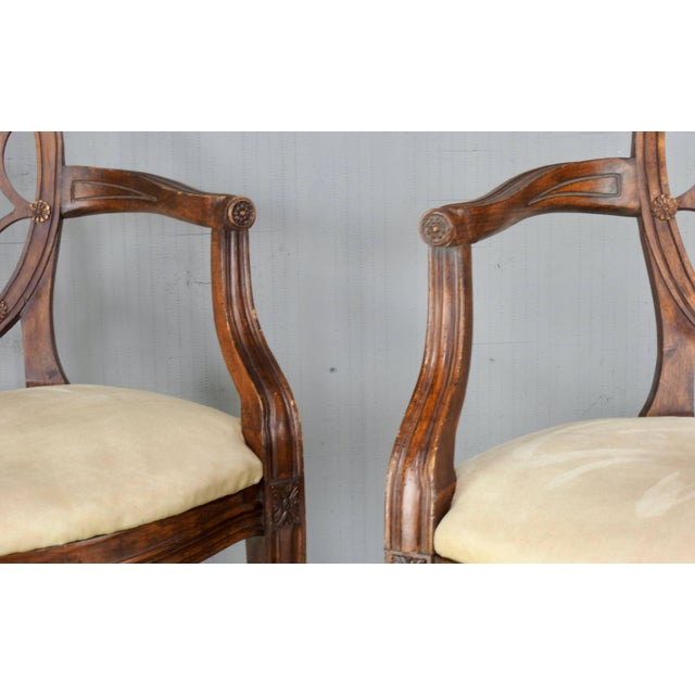 Wood Pair of Early 20th Century Spider Back Hepplewhite Chairs For Sale - Image 7 of 11