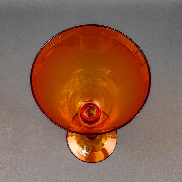 Orange Mid 20th Century DF Glassworks Murano Italy Davide Fuin Hand Blown Art Glass Goblet Chalice Flute For Sale - Image 8 of 10