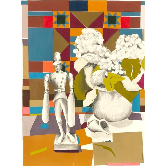 Gray Mary Ingebrand-Pohlad, Mixed Media Modernist Painting Collage Nantucket Whirligig Americana Folk Art, c.1990's For Sale - Image 8 of 11