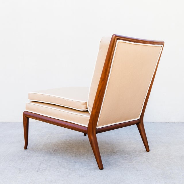 Restored 1950s Attributed to t.h. Robsjohn-Gibbings for Widdicomb Walnut Slipper Chair For Sale - Image 13 of 15