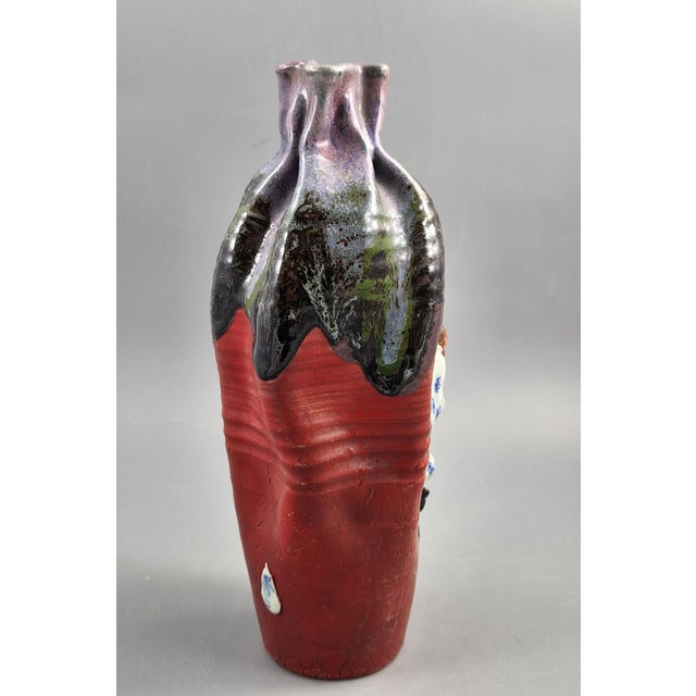 Black Meiji Japanese Sumida Gawa Vase in Lavender Flambé by Ban-Ni, Sage and Karako, 1900 For Sale - Image 8 of 14