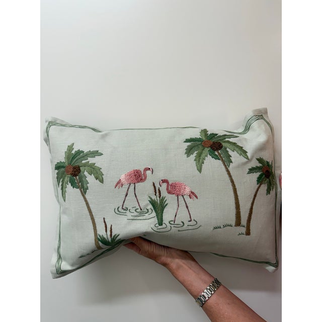 Traditional Chelsea Textiles Flamingo Pillows For Sale - Image 3 of 6