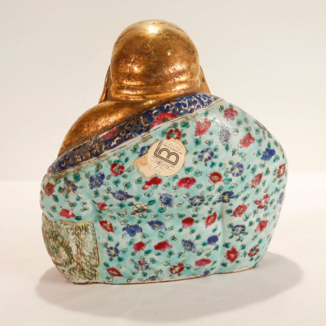 Lorin Marsh Vintage Gilt Famille Verte Chinese Porcelain Seated Buddha/Luohan Ex-Lorin Marsh For Sale - Image 4 of 14