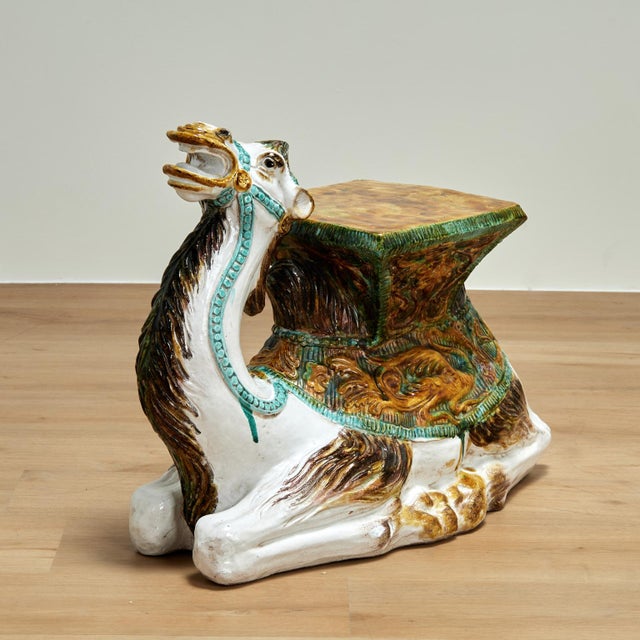 Vintage Italian Glazed Terra Cotta Stool or Stand For Sale - Image 10 of 18