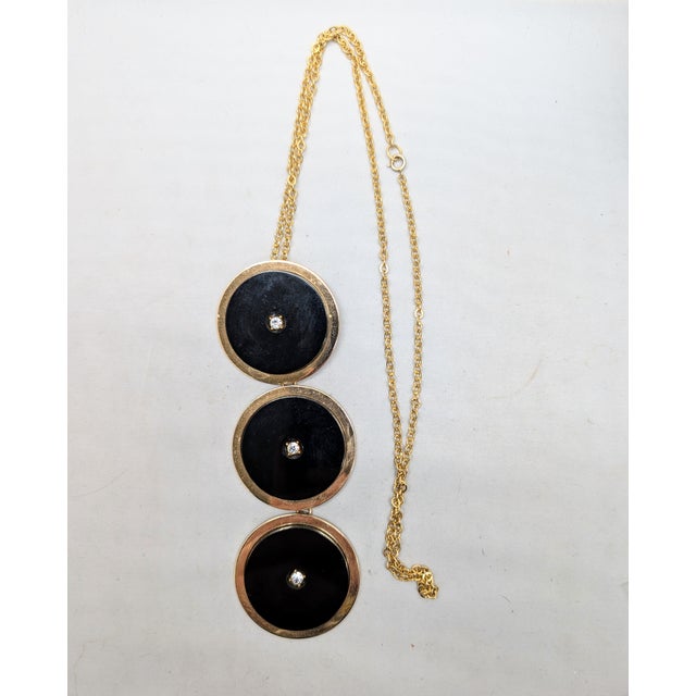 Vintage 1969 Signed Henkle & Grosse Germany Black Resin Discs Pendant Necklace For Sale In Philadelphia - Image 6 of 6