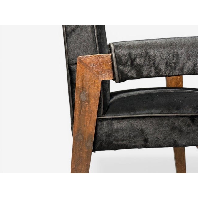 Wood Pierre Jeanneret, Advocate Armchairs, Black Cowhide, Teak, Chandigarh, 1960s For Sale - Image 7 of 10