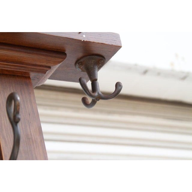 Wood Early 20th Century Arts and Crafts Mission Hall Tree Umbrella Stand With Mirrored Back For Sale - Image 7 of 10