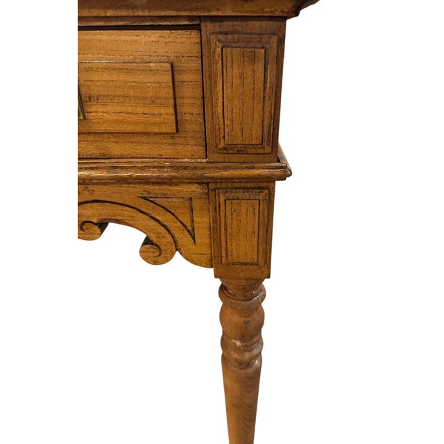Brown French Elm Wood Writing Desk, Circa 1900-20’s For Sale - Image 8 of 10