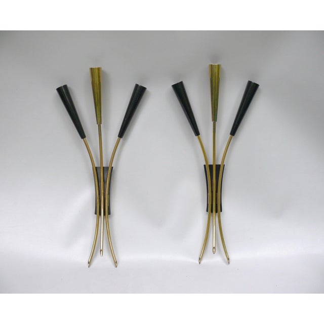 Black Wall Lights in the style of Stilnovo, 1950s, Set of 3 For Sale - Image 8 of 18