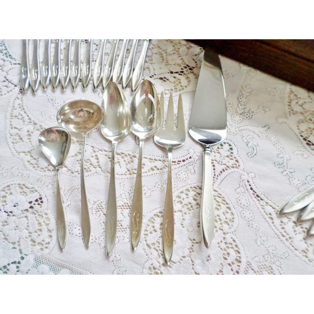 1940s Vintage Gorham Sterling Silver Gossamer Pattern Flatware Service for 12 - 126 Pieces For Sale - Image 5 of 13