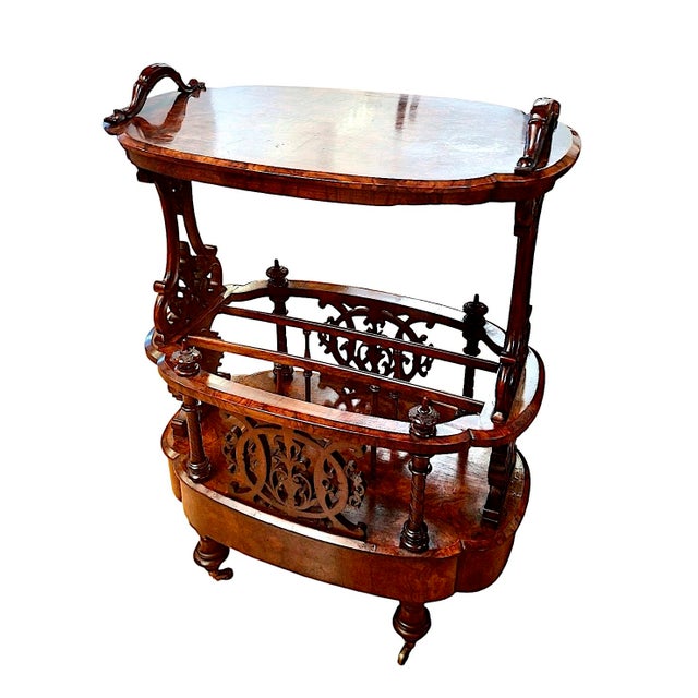 Mid 19th Century Antique Victorian Rosewood Canterbury Whatnot & Side Table With Drawer For Sale - Image 5 of 11