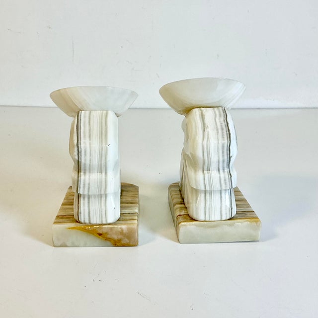 Alabaster 1970s Vintage Boho Chic Mexican Alabaster Hombre Bookends - A Pair. For Sale - Image 8 of 10