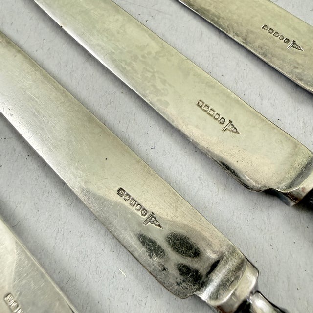 Silver Walker & Hall, Sheffield, English Aesthetic Silver Plate Fruit Knives, S/4 For Sale - Image 8 of 10