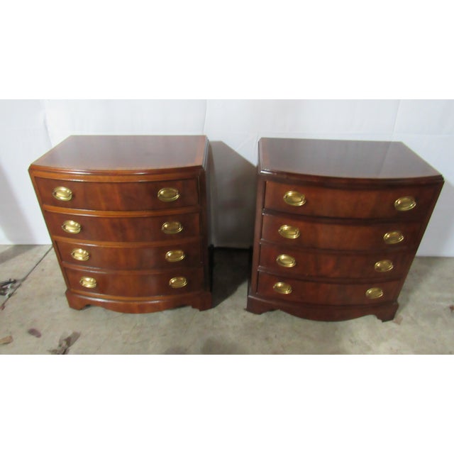 Item: Pair Thomasville Nightstands Details: Mahogany Collection Great Designer Look/Quality Piece Bowfront Signed...