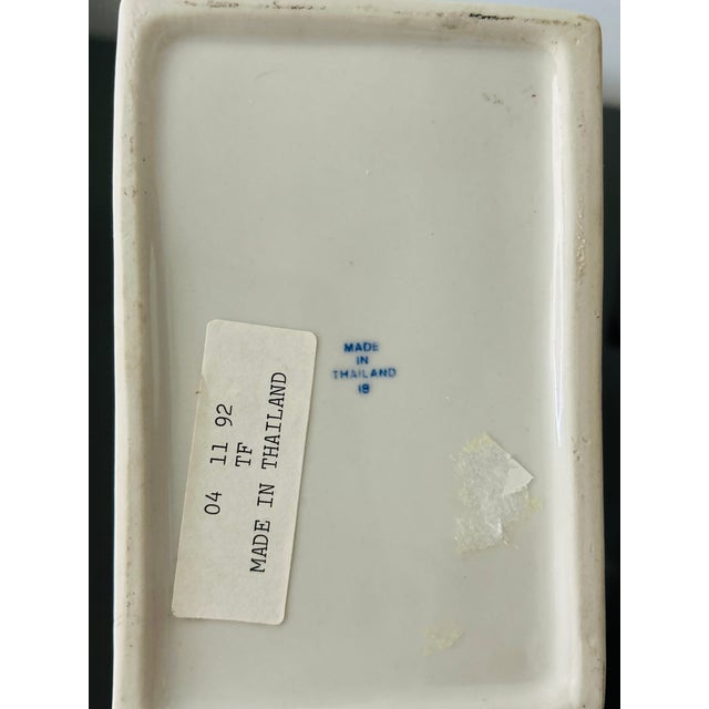 Vintage Petite Bombay Company Blue & White Elephant Vase Planter – Chinoiserie Porcelain Elephant Cachepot, Made in Thailand For Sale - Image 11 of 11