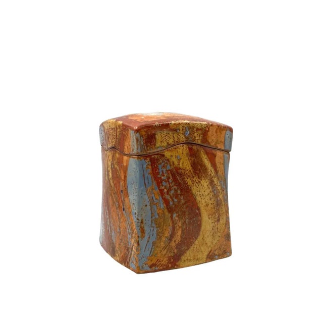 Orange 1960s Mid-Century Orange Earthenware Box For Sale - Image 8 of 12