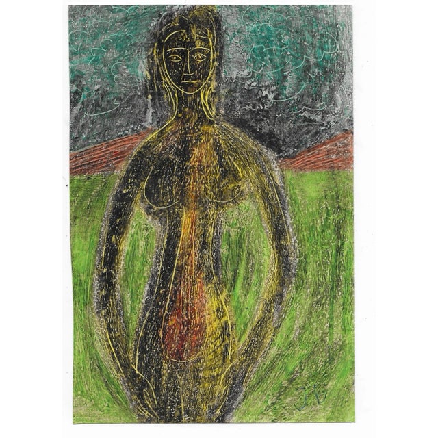 Mid-Century Modern 1960 James Bone Female Nude Mixed Media For Sale - Image 3 of 3