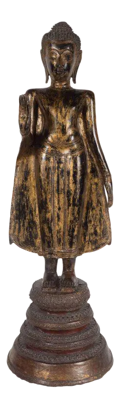 19th Century Thai Bronze Buddha with Patinated Gold Surface