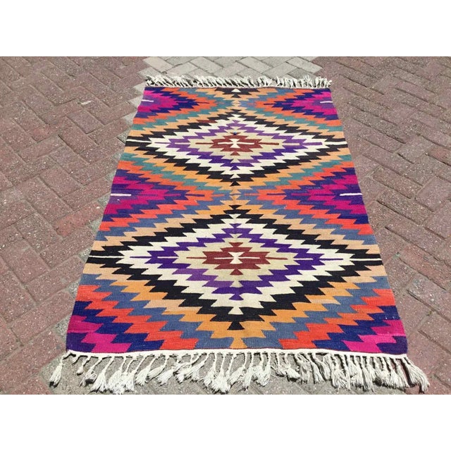 Modern Diamond Design Kilim Rug, 59" X 39" For Sale - Image 11 of 11